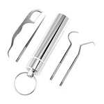 Stainless Steel Reusable Portable Toothpick Set with KeyChain Holder